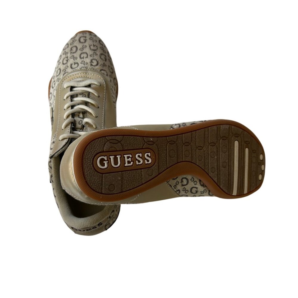 NWOB 🦋 GUESS 🌸 WOMEN''S GIFFIN SIGNATURE LOGO SNEAKER SHOES NWOB 8M GOLD - Picture 2 of 5